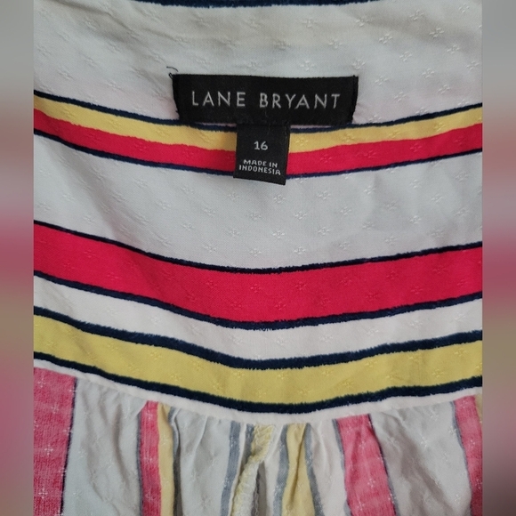 Lane Bryant Multi-colored Striped Square Neck Top Size 16 - Picture 4 of 7